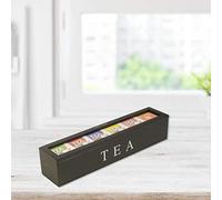 Annadue Caja de té de Madera, Caja de Almacenamiento de Bolsas de té y café con Tapa, Contenedor de Almacenamiento de Paquetes de Azúcar, Organizador para el Hogar para Bolsas de, Cápsulas de café