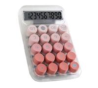 Annadue Calculadora de Escritorio Transparente, Calculadora de Interruptor Mecánico de Botón Grande, de Escritorio Básica para Negocios de Suministros de Oficina (Pink)