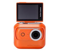 Annadue Cámara de Acción 4K, 48MP 2.0 Pulgadas Pantalla Táctil Abatible de Alimentación Dual Cámara Deportiva Magnética Compatible con Lapso de Tiempo en Lenta de 2 (Orange)