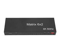 Annadue Conmutador de Matriz HDMI 6x2,4K Divisor de Conmutador de Matriz HDMI Caja de Salida 6 en 2, Admite hasta 4K a 60 Hz, EDID, 3D, HDCP 2.2, 3.5 Mm + Salida de Audio óptica, Control Remoto(EU)
