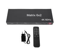 Annadue Conmutador Multivisor 4K 4K 60Hz 6 en 2 Salidas Interfaz Multimedia HD Conmutador Continuo con Salida óptica SPDIF de 3,5 Mm Control Remoto (Enchufe de la UE)