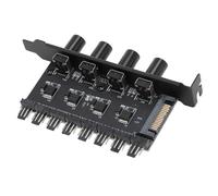 Annadue Controlador de Velocidad del Ventilador de Refrigeración de PC, Fuente de Alimentación de 4 Perillas, 12V, 4 Pines, 3 Pines, Concentrador de Ventilador de 8 Canales para Caja de CPU, Control