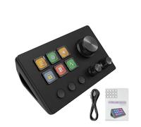 Annadue Controlador Visual Stream con 6 Teclas Personalizables, 3 Botones y 3 Perillas para Creadores de Contenido, Cubierta de Teclado de Acceso Directo para Juegos (Black)