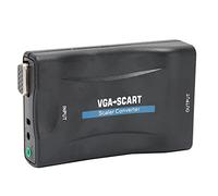 Annadue Convertidor VGA a Scart, Adaptador convertidor de vídeo HD VGA a SCART con control remoto para HD TV DVD Box, Computadora VGA a SCART Interface TV (Negro)