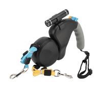 Annadue Correa Doble para Perros Rotación de 360° Diseño Ergonómico y Cómodo Correa Retráctil para Perros con Luz LED Adecuada para Peso < 50 LB Nylon 9.84 Pies (Black)