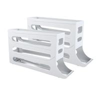 Annadue Dispensador de Huevos con Ruedas Automáticas, Organizador de Bandeja de Huevos para Refrigerador, Gran Capacidad, 4 Niveles, Ahorro de Espacio, 2 uds. (GREY)