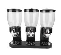 Annadue Dispensador Triple de Alimentos, Dispensador de Alimentos Secos, Contenedor de Almacenamiento de Cereales para Encimera, para Cereales, Dulces, Aperitivos, Cocina Casera (BLACK)