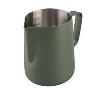 Annadue Jarra de Espuma de café y Leche, Jarra de Acero Inoxidable 304, Escala Interior, Diseño de Boca de Punto, Capacidad de 600ML para Amantes del té (GREEN #12)