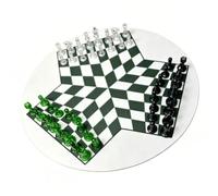 Annadue Juego de Ajedrez de Tres Jugadores Tablero de Ajedrez Internacional Portátil Piezas de de Plástico Juego de Estrategia Clásico Juguete Educativo para Niños Adultos Fiesta Familiar, Tablero