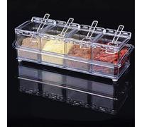 Annadue Juego de Tarros de Acrílico para Condimentos de Cocina, Caja de Almacenamiento de Condimentos Transparente, Tarros de Azúcar y Sal con Tapas para Encimera de Organización de Despensa (Olla