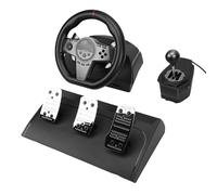 Annadue Juego de Volante de Carreras para PC para Consola de Juegos, Volante Giratorio de 270 Grados para PC Car Sim Race con Pedales de Cambio, 3 Ajustes de Sensibilidad Ajustables