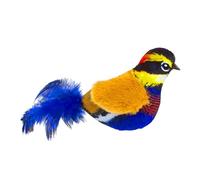 Annadue Juguete Interactivo para Gatos y Pájaros, Juguete de Plumas para Gatitos de Interior, Sonidos Realistas, Estimulación Multisensorial, Materiales Seguros (Azul y Amarillo)