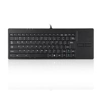 Annadue K-818 Teclado USB con Cable con Panel Táctil, Puerto Concentrador USB, Teclas de Tijera, Diseño QWERTY del Reino Unido, Diseño Compacto, Teclado Ultrafino Silencioso de 86 Teclas
