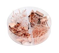 Annadue Kit de Clips de Oficina, Chinchetas de Metal Antioxidantes, Clips de Papel, Juegos de de Carpeta para Decoración de Organización de Escritorio, Suministros de Oficina (Oro rosa)