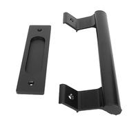 Annadue Manija de Puerta Corredera de Aluminio Negro | Agarre de doble cara, placa de 6 mm de espesor, parte posterior de montaje empotrado, acabado en negro mate, bordes lisos,