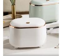 Annadue Mini Bote de Basura con Tapa Tipo Prensa, Pequeño Contenedor de Basura de Escritorio de Plástico para el Hogar, Cocina, Baño, Dormitorio, Encimera (WHITE)