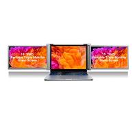 Annadue Monitor Portátil Triple Compatible con Portátiles de 15 a 17 Pulgadas, Monitor Portátil Plegable de 15 Pulgadas FHD 1080P IPS con Doble Pantalla de Extensión.(Gris Espacial)