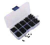 Annadue Ojos de Plástico para Muñecas, Seguridad, Todos los Globos Oculares de Frijol Negro, Accesorios de Tela Hechos a Mano, Animales de Peluche, Suministros para Manualidades, Paquete de 1380