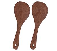 Annadue Paleta de Arroz de Madera, 2 uds. Cucharas de Cocina Naturales, Espátula para Arrocera para Mezclar y Servir Arroz, Utensilios de Madera Lisos (boca redonda)