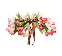 Annadue Paño de Seda, Círculo de Ratán Multicolor, Decoración de Hilera de Flores para Colgar en la Pared para el Hogar y el Jardín, Decoración de Pared con Dintel Que Nunca Se