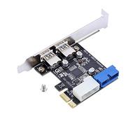 Annadue PCI-E A USB3.0 Tarjeta Adaptadora de Expansión | Controlador PCI Express de 2 puertos, encabezado interno de 19 pines, transferencia de datos de 5 Gbps, complemento para