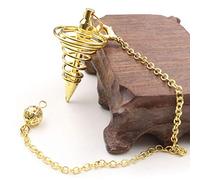 Annadue Péndulo Espiritual de Metal, Péndulo de Radiestesia Roscado para Meditación Curativa de Adivinación, Cadena de de Metal para Energía Chakra (GOLD)