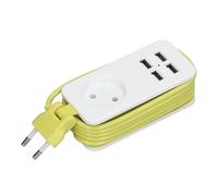Annadue Power Strip 1200W 10A Adaptador Ignífugo con 4 Puertos USB para Teléfonos Inteligentes y Tabletas, Estación de Carga USB de CA para Viaje con Protección contra Sobretensiones, Regleta