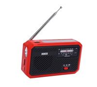 Annadue Radio Solar de Enriquecimiento, Radio de Manivela de Manejo de Emergencia de Radio Am/FM con Alimentación Solar con Alarma y Linterna SOS, Baterías, Antorcha de Liquidación de (Rojo)