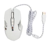 Annadue Ratón Gaming RGB, Diseño Silencioso con Cable, 4 Niveles dpi 1200-7200, Botones Programables, Apariencia Mecánica, Efecto de Luz RGB, para Juegos y Trabajo (White)