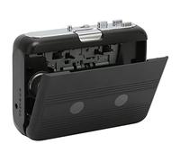 Annadue Reproductor de Casete Bluetooth Portátil, con Auriculares, Transferencia Bluetooth a Altavoz, Inversión Automática, Radio FM, Negro