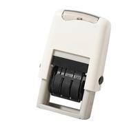 Annadue Sello de Fecha, Sello Autoentintado de 25x2,8 Mm, Ajustable de Secado Rápido con Impresión Clara en Inglés, Herramienta de Suministros de Oficina para Formularios de Documentos (WHITE)