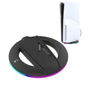 Annadue Soporte Vertical para PS 5 Pro/Slim, Consolas de Juegos Estación de Enfriamiento Soporte Vertical Base RGB Accesorio con Tornillos, Compatible con PS 5 Pro/Slim Disc/Digital