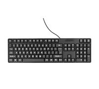 Annadue Teclado de Computadora con Impresión Grande, 104 Teclas con Cable USB Teclado de Alta Visibilidad, QWERTY del Reino Unido, Letra de Gran Tamaño para Personas Mayores (Blanco + Negro)