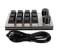 Annadue Teclado Macro para PC de Escritorio, 3/4/6/9/12 Teclas USB Office Gaming Custom Red Shaft Mechanical Keyboard Knobs, Gaming OSU Volume Control Custom Shortcut Keys. (12 Teclas con 2 perillas)