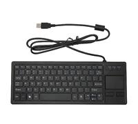 Annadue Teclado USB con Cable con Panel Táctil, Teclas de Tijera Tipo X, Concentrador USB Integrado, Diseño QWERTY Británico, Diseño Compacto Ultrafino, Negro
