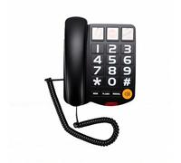 Annadue Teléfonos con Botones Grandes para Personas Mayores, Teléfono Fijo con Cable Extra Ruidoso de 110 DB con Marcación Rápida de 3 Fotos, Timbre Fuerte, Llamada de Emergencia (Black)