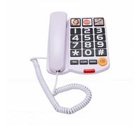 Annadue Teléfonos con Botones Grandes para Personas Mayores, Teléfono Fijo con Cable Extra Ruidoso de 110 DB con Marcación Rápida de 3 Fotos, Timbre Fuerte, Llamada de Emergencia (White)
