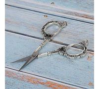 Annadue Tijeras Vintage, Tijeras de Bordar de Acero Inoxidable, de Corte con Patrón de Flores, de Coser para Hilo de Tela de Papel, Clásicas para Costura de Bricolaje (SILVER)