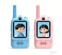 Annadue Video Walkie Talkie para Niños, Paquete de 2 Video Intercomunicadores Infantiles con Doble Cámara, Pantalla de 2 Pulgadas, Alcance de 500 M, Juguetes para Interiores y Ext