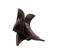 AnNafi Botas renacentistas con cordones, mocasines de cuero para hombre, zapatos vikingos piratas, medievales, cosplay, Halloween, zapatos góticos Martin (talla 10), color marrón, Marrón, 9 Narrow