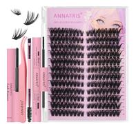 ANNAFRIS Pestañas Postizas Kit DIY Pestañas Pelo a Pelo Individuales Cluster Lashes con Pinzas (HS-60P)