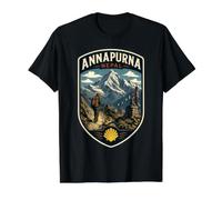 Annapurna Nepal Viaje Familiar Trekking Himalaya Vacaciones Camiseta gráfica económica, Hombre, Negro, XL