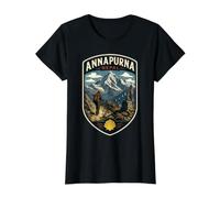 Annapurna Nepal Viaje Familiar Trekking Himalaya Vacaciones Camiseta gráfica económica, Mujer, Negro, XL