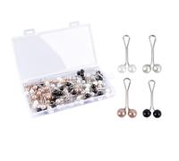 ANNASAMDO 60 agujas de hijab con perlas, perlas, forma de U, chal, clip para mujeres y mujeres