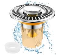Annauiy Tapón de Lavabo Universal 2 en 1, Pop Up Filtro de Desagüe del Fregadero con Filtro de la Cesta de Recogida de Pelo, para Orificios de Drenaje Estándar de 28-40 MM