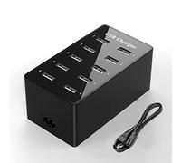 ANNCAY Cargador USB, 50W 10 Tomas USB, con tecnología de detección Inteligente, Fuente de alimentación USB múltiple al Mismo Tiempo, Adecuado para teléfonos Inteligentes, Auriculares, tabletas, etc.