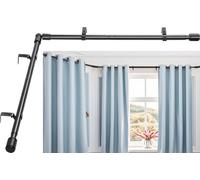 Anndason Juego de barras de cortina de esquina resistentes de 2,5 cm, barra de cortina de 76 a 210 cm para ventanas, barra de cortina en forma de L, juego de barras de cortina de ventana (negro)