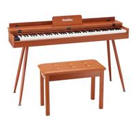 Anndles Piano eléctrico 88 teclas, piano digital ponderado para principiantes, piano de teclado, incluye banco de piano, adaptador de corriente, tres pedales, usuario manual (color madera)