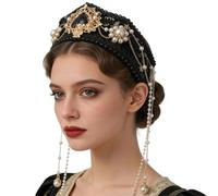 Anne Boleyn - Diadema isabelina victoriana con capucha real, tiara medieval, renacentista, Tudor Queen para mujer