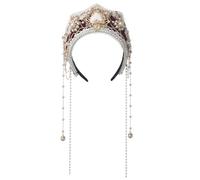 Anne Boleyn - Diadema isabelina victoriana con capucha real, tiara medieval, renacentista, Tudor Queen para mujer